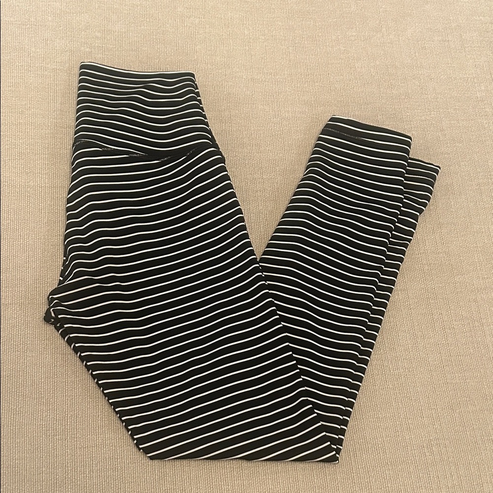 Lululemon Black and White Striped Leggings
